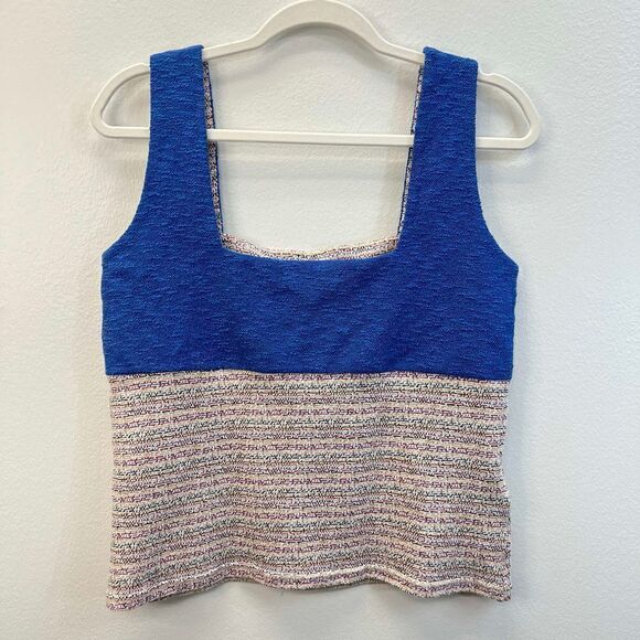 Margaux Lonnberg Tweed Color Block Knit Tank Top Size 36/Small - Picture 1 of 9